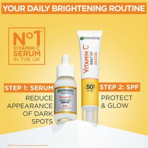 Garnier Vitamin C Brightening Serum & Glow UV Fluid SPF 50+ Face Duo S...