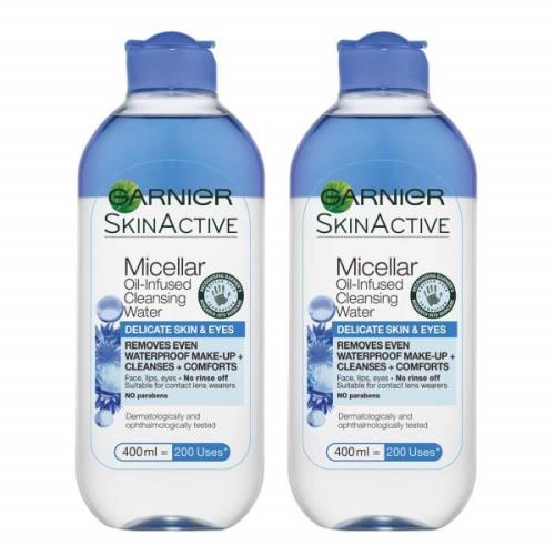 Garnier Micellar Water Facial Cleanser Delicate Skin and Eyes 400ml Du...