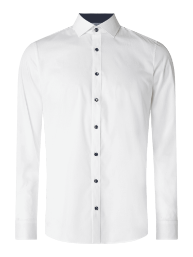 OLYMP Level Five Slim Fit Businesshemd aus Popeline in Weiss, Größe 43