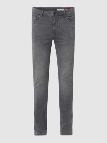REVIEW Skinny Fit Jeans mit Label-Patch in Mittelgrau, Größe 28/30