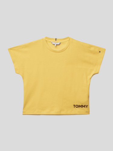 Tommy Hilfiger Teens T-Shirt mit Brand-Schriftzügen in Gelb, Größe 140