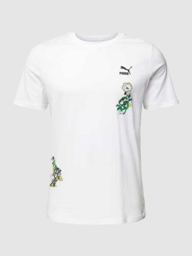 PUMA PERFORMANCE T-Shirt mit Label-Print Modell 'CLASSICS' in Weiss, G...