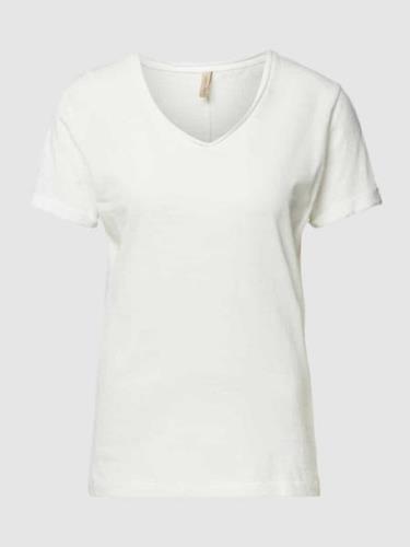 Soyaconcept T-Shirt mit V-Ausschnitt Modell 'Babette' in Offwhite, Grö...