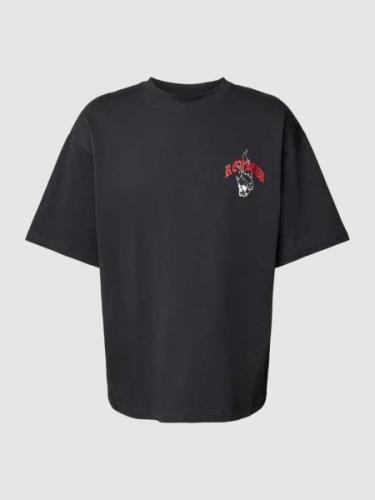REVIEW T-Shirt mit Label-Print in Black, Größe S