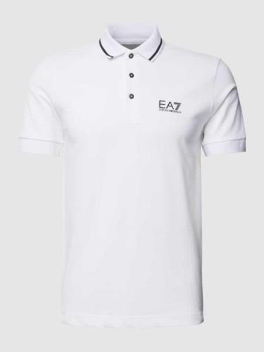 EA7 Emporio Armani Poloshirt mit Label-Print in Weiss, Größe S