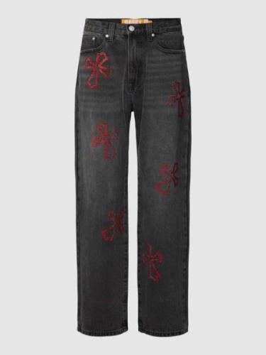 Review Relaxed Fit Jeans mit Ziersteinbesatz in Black, Größe 29