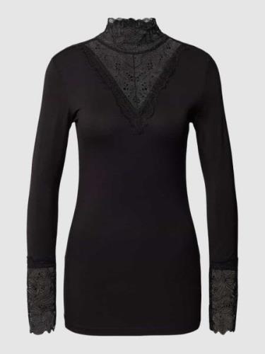 Soyaconcept Longsleeve mit Spitzenbesatz Modell 'Marica' in Black, Grö...