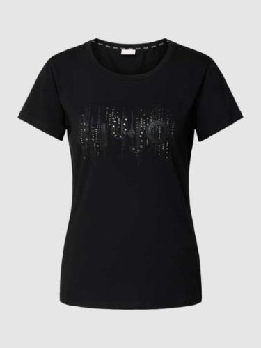 LIU JO SPORT T-Shirt mit Ziersteinbesatz in Black, Größe XS