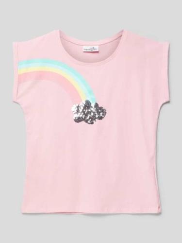 Happy Girls T-Shirt mit Motiv-Applikation in Hellrosa, Größe 92