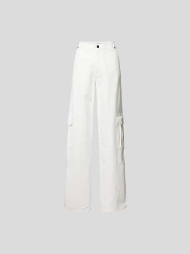 The Mannei High Waist Jeans mit Cargotaschen in Weiss, Größe 36
