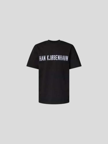 HAN Kjobenhavn T-Shirt mit Label-Stitching in Black, Größe S