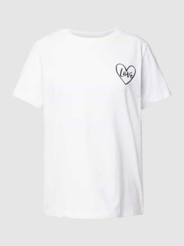 comma Casual Identity T-Shirt mit Label-Stitching in Weiss, Größe 38