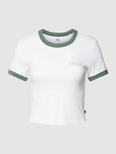 Levi's® Cropped T-Shirt mit Label-Detail in Offwhite, Größe M