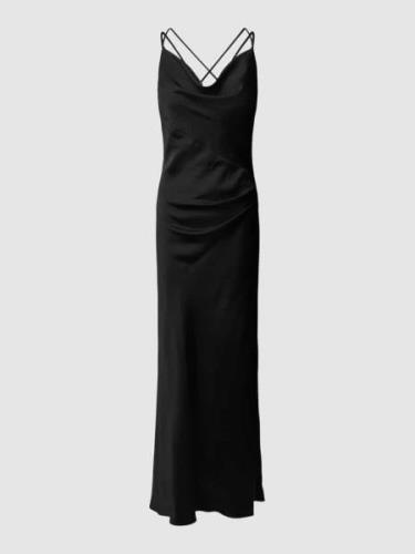 Swing Abendkleid mit Wasserfall-Ausschnitt in Black, Größe 34