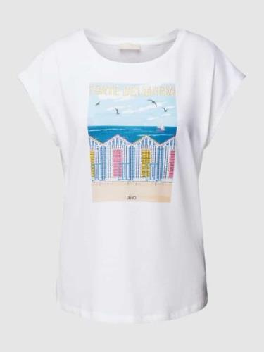 Liu Jo White T-Shirt mit Motiv-Print in Offwhite, Größe XS
