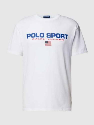 Polo Sport T-Shirt mit Label-Print in Weiss, Größe XXL