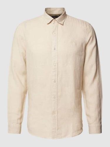 MCNEAL Tailored Fit Freizeithemd mit Label-Stitching in Beige, Größe S