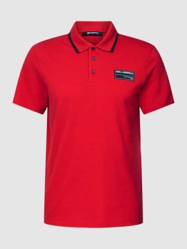 Karl Lagerfeld Beachwear Poloshirt mit Label-Patch in Rot, Größe S