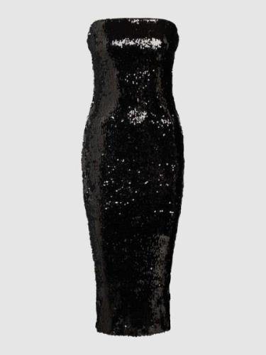 Gina Tricot Knielanges Cocktailkleid mit Paillettenbesatz in Black, Gr...