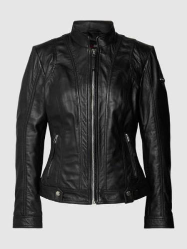 Cabrini Lederjacke mit Reißverschlusstaschen in Black, Größe 34