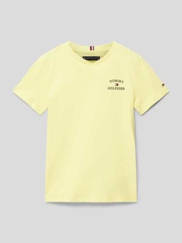 Tommy Hilfiger Teens T-Shirt mit Label-Print in Gelb, Größe 128