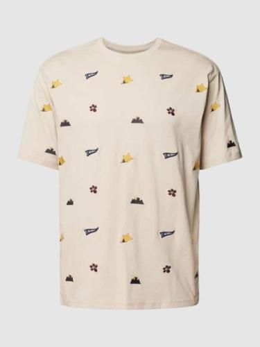 MCNEAL T-Shirt mit Motiv-Stitching in Beige, Größe XL