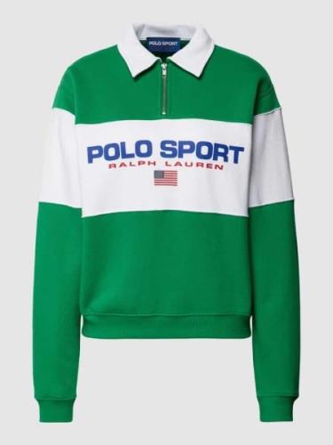 Polo Sport Sweatshirt in Two-Tone-Machart in Gruen, Größe S