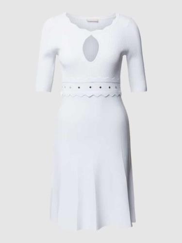Liu Jo White Knielanges Kleid mit Strukturmuster in Offwhite, Größe M