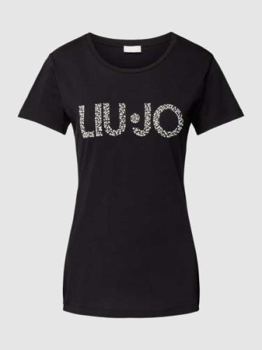 Liu Jo White T-Shirt mit Label-Ziersteinbesatz in Black, Größe XS