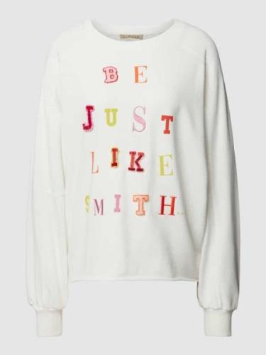 Smith and Soul Sweatshirt mit Applikationen Modell 'Embelished' in Off...