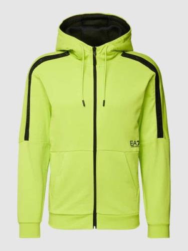 EA7 Emporio Armani Sweatjacke mit Label-Print Modell 'FELPA' in Neon G...