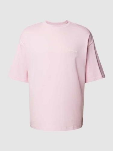 REVIEW Oversized T-Shirt mit Label-Print in Rosa, Größe L