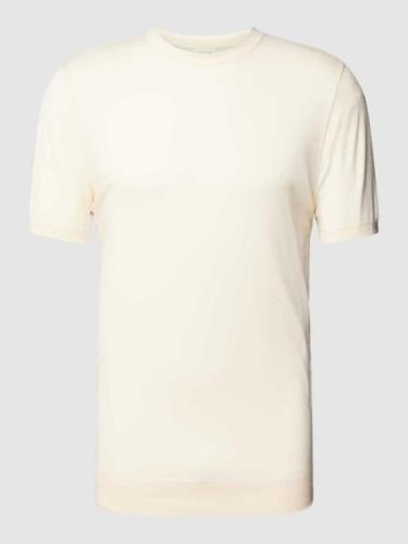 Profuomo T-Shirt im unifarbenen Design in Offwhite, Größe M