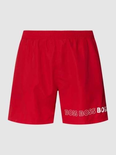 BOSS Badehose mit Label-Print Modell 'Dolphin' in Rot, Größe M