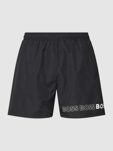 BOSS Badeshorts  mit Label-Druck Modell 'Dolphin' in Black, Größe S