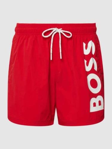 BOSS Badehose mit Label-Print Modell 'Octopus' in Rot, Größe S