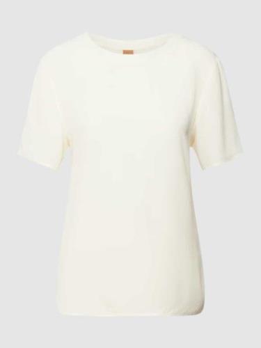 BOSS T-Shirt mit geripptem Rundhalsausschnitt Modell 'Ilyeana' in Offw...