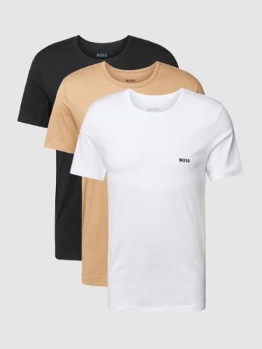 BOSS T-Shirt mit Label-Stitching im 3er-Pack in Camel, Größe M
