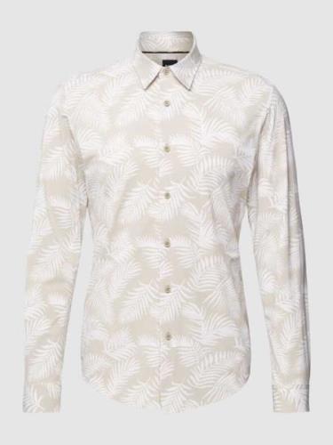 BOSS Freizeithemd mit Allover-Muster Modell 'Roan' in Beige, Größe L