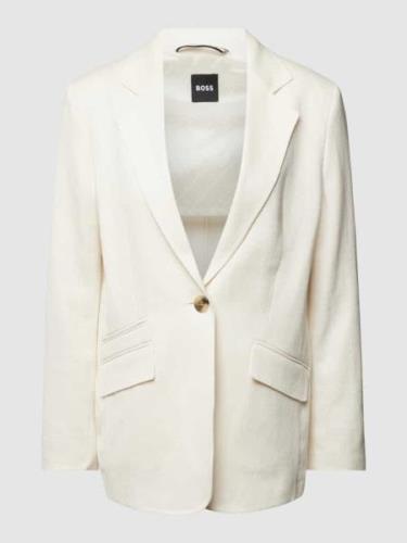 BOSS Leinenblazer mit Paspeltasche in Offwhite, Größe 38