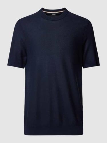 BOSS T-Shirt mit Strukturmuster Modell 'Tantino' in Marine, Größe L