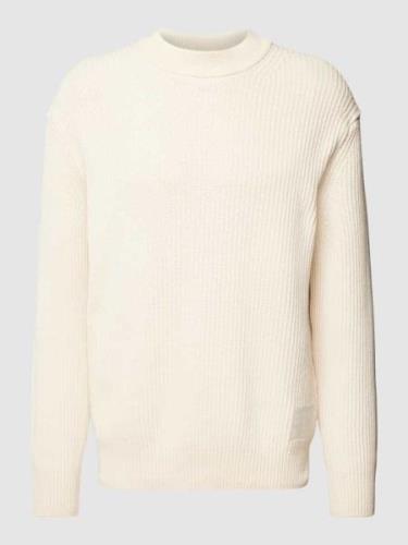 BOSS Orange Strickpullover mit Label-Patch Modell 'Kecol' in Offwhite,...