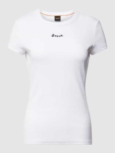BOSS Orange T-Shirt mit Rippenstruktur Modell 'Esim' in Weiss, Größe X...