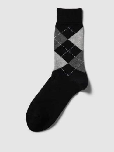 Burlington Socken mit Zickzack-Muster Modell 'Queen' in Black, Größe 3...
