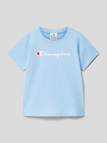 CHAMPION T-Shirt mit Label-Print in Bleu, Größe 140