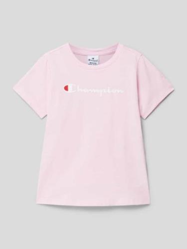 CHAMPION T-Shirt mit Label-Print in Rosa, Größe 164