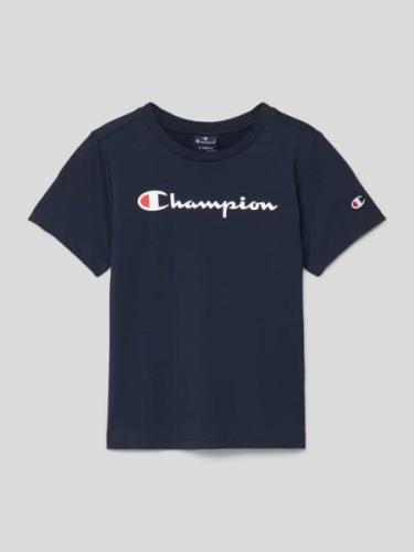 CHAMPION T-Shirt mit Label-Print in Marine, Größe 128