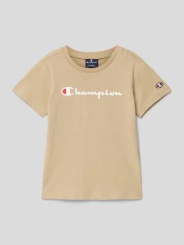 CHAMPION T-Shirt mit Label-Print in Sand, Größe 104