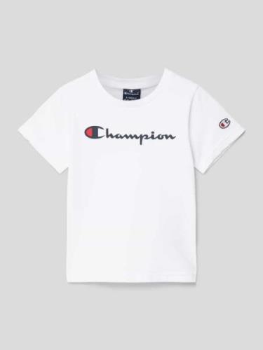 CHAMPION T-Shirt mit Runfdhalsausschnitt in Weiss, Größe 140