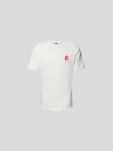 Diesel T-Shirt mit Label-Stitching in Ecru, Größe S